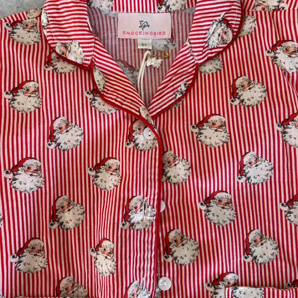 Smockingbird Vintage Red Striped Pajama Set - Classic Button-Up Size 5